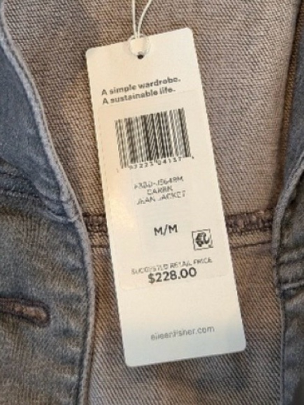 Eileen Fisher Missy Organic Cotton Stretch Classic Collar Jacket Grey Size M - Picture 11 of 12
